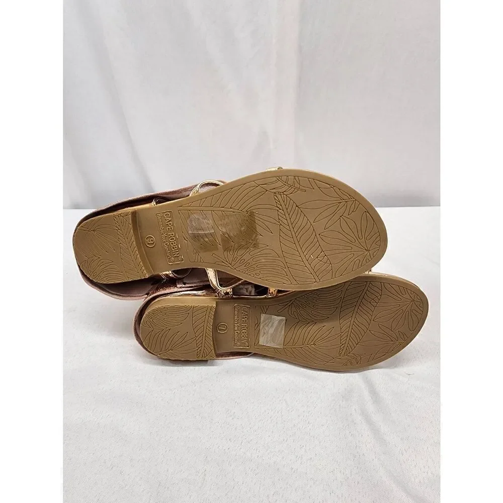 Cape Robbin Size 7 Rose Gold SHILOHA Ladies Sandals Rhinestone